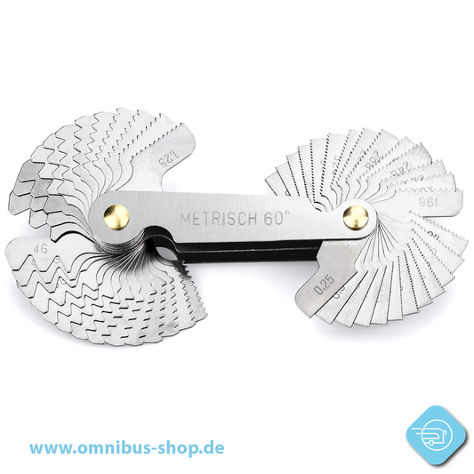 Gewindelehre Metrisch 60 Grad 0.25-6mm und Zoll 55 Grad 4-62G, Edelstahl Messlehre Feingewinde